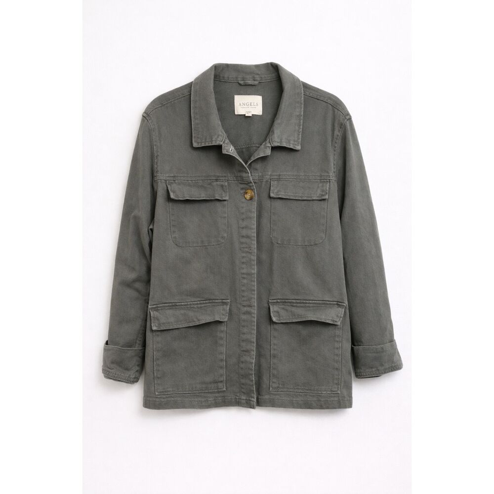 Angels‎ Forever Young Utility Jacket Women Large Gray Cotton Shacket Military